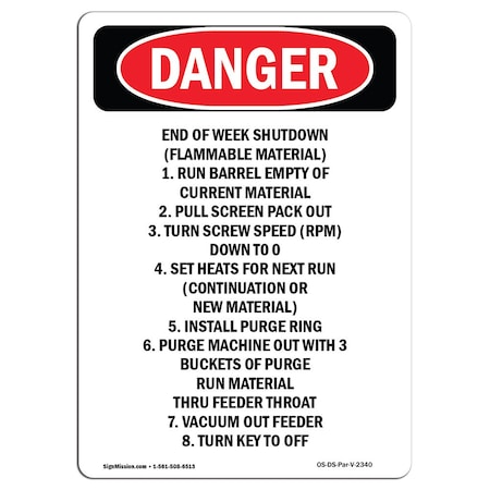 OSHA Danger, 5 Height, 7 Width, Decal